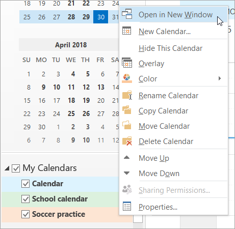 set up 2 calendar views for different email accounts on outlook for mac